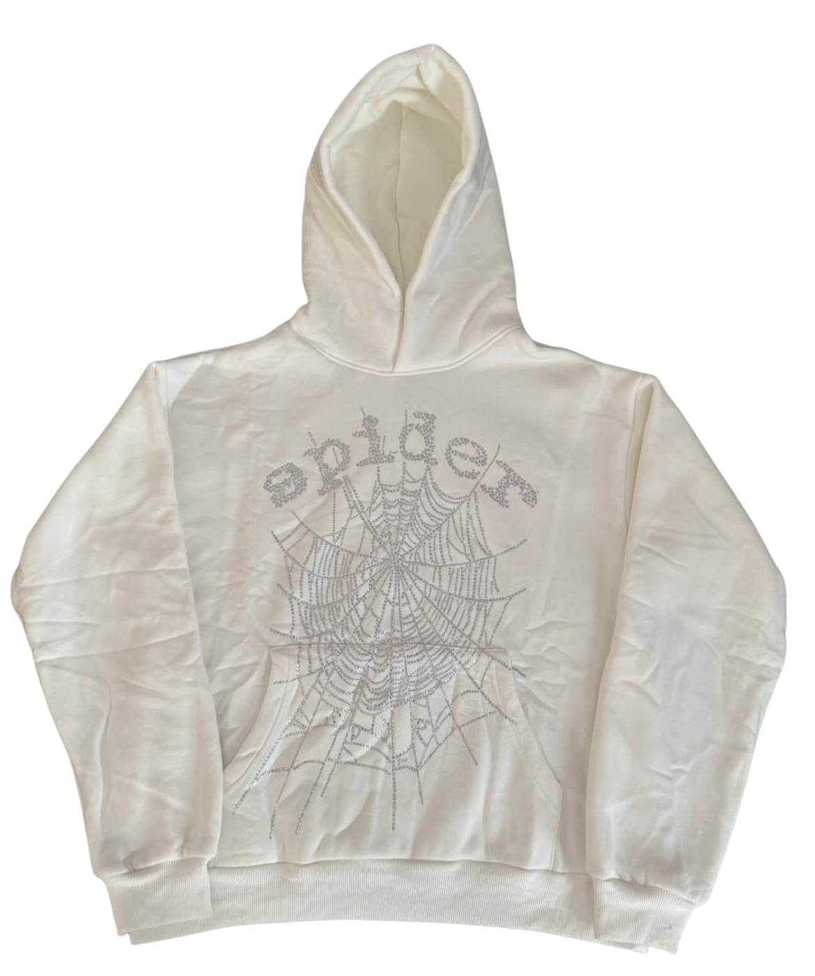 OG WHITE SP5DER RHINESTONE HOODIE