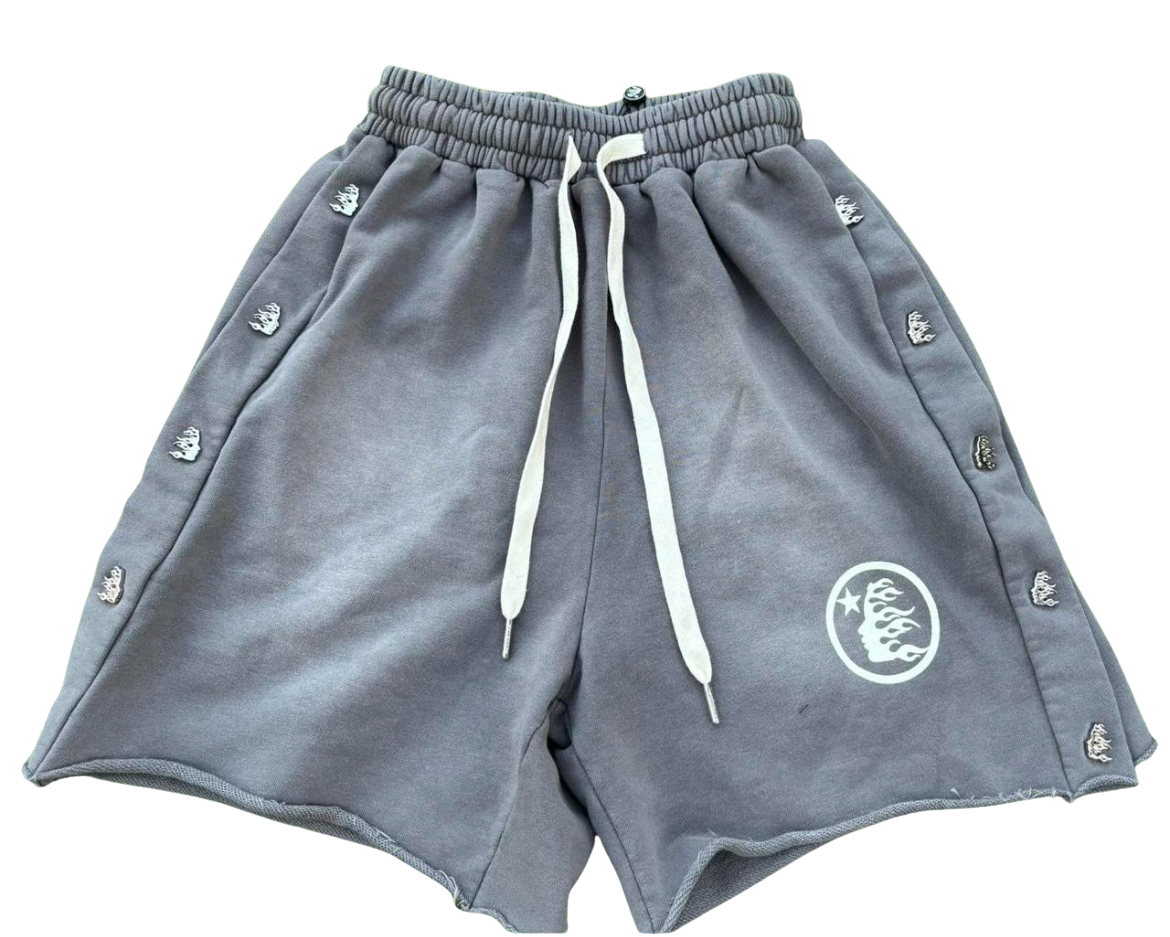 GREY H3LLSTAR SNAP SHORTS