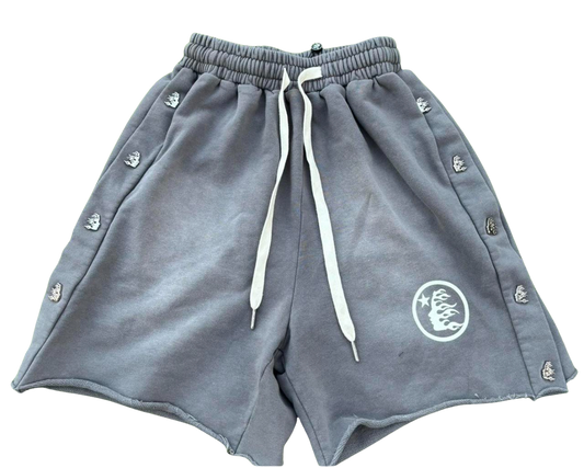 GREY H3LLSTAR SNAP SHORTS