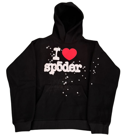 BLACK SP5DER “I ❤️ SP5DER” HOODIE