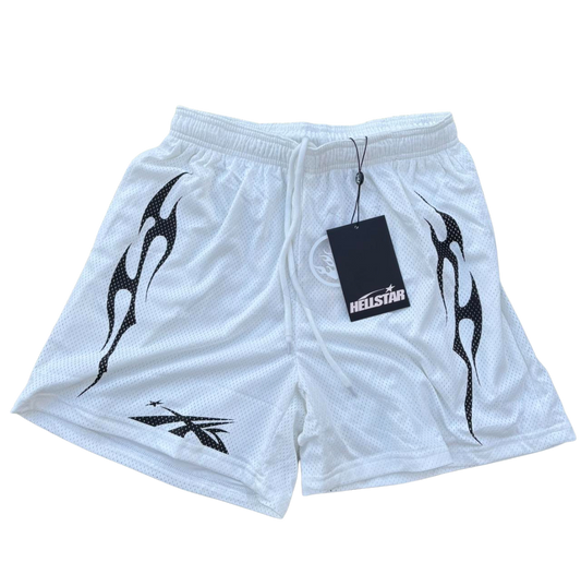 WHITE H3LLSTAR MESH SHORTS